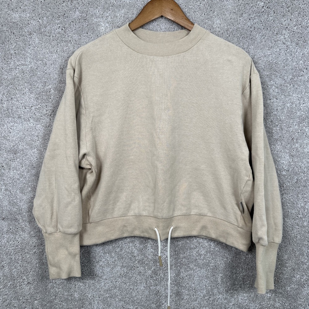 Varley Pullover Sweatshirt Beige Women's Size Medium Drawstring Cropped